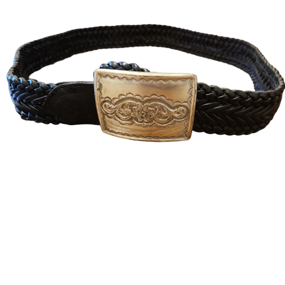 Braided Leater Belt w/ silver Buckle